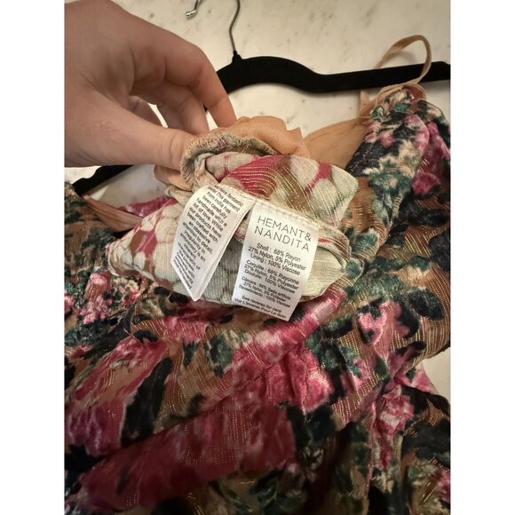 Hemant and Nandita Kilim Mini Dress Pink Size Large One Shoulder NEW $354 [jb] - Picture 7 of 12